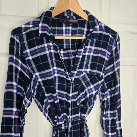Gap × Pendleton long sleeve shirtdress Blue Plaid check size large - Picture 6 of 11